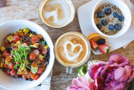 overhead shot of breakfast at Press Market