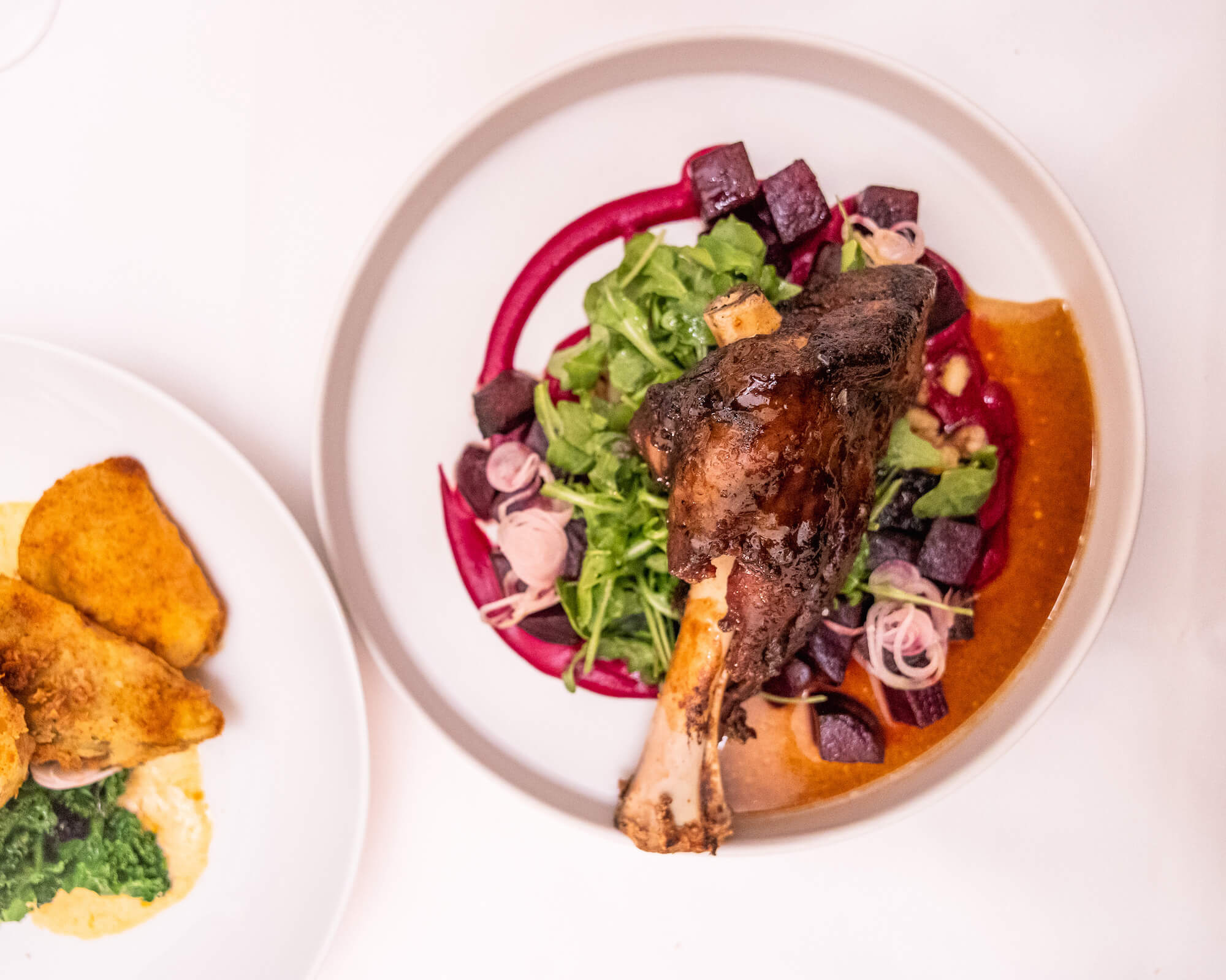 overhead shot of a lamb shank at beckta