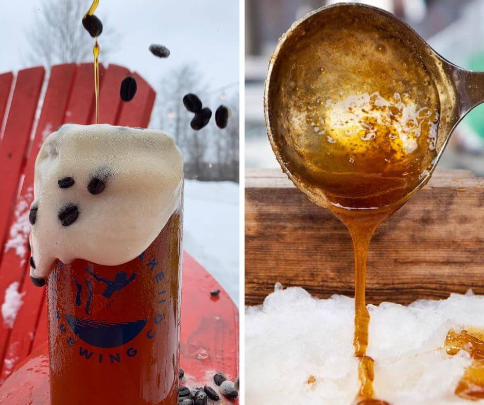 muskoka maple trail maple espresso ipa and maple taffy on snow