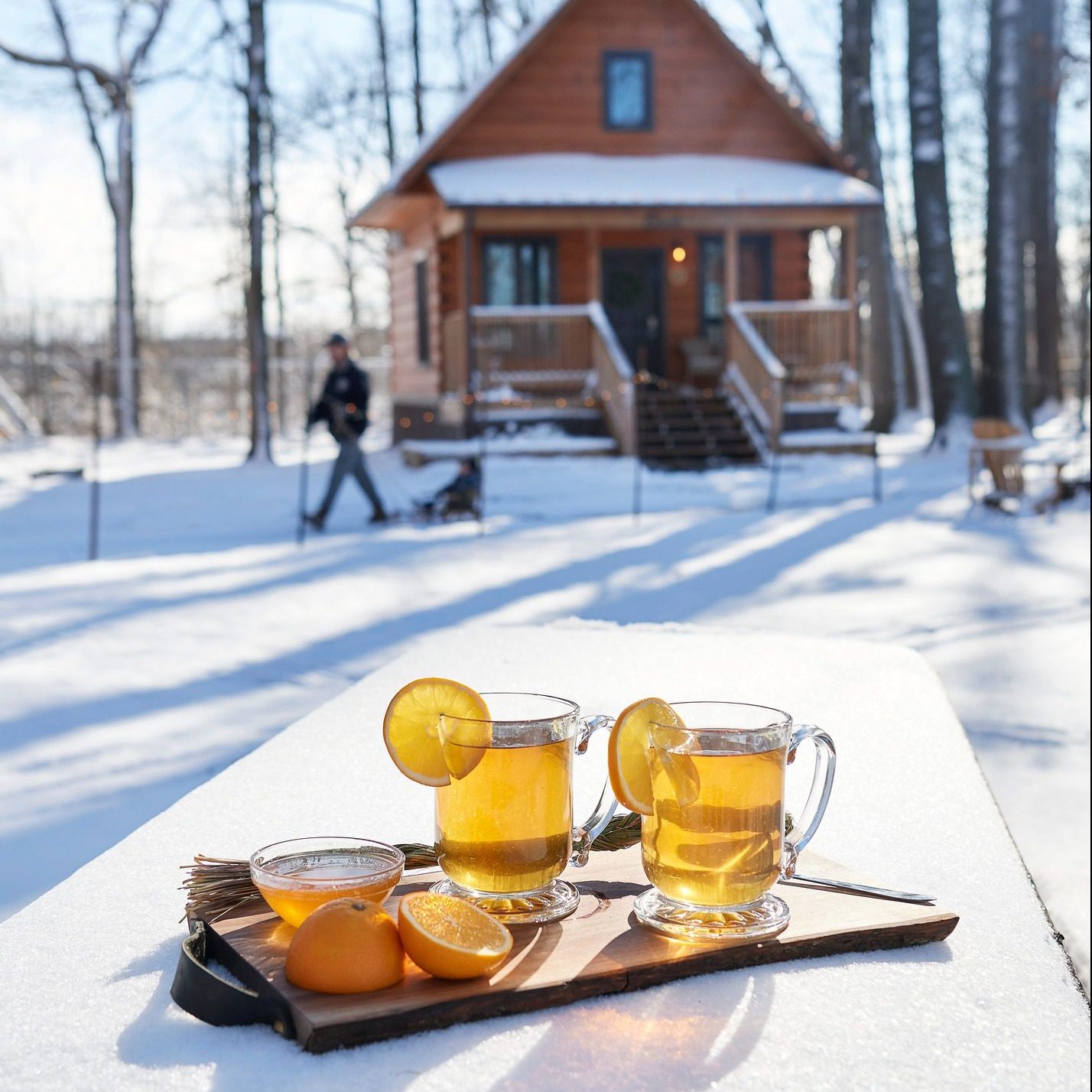 Chiefswood Park cabin and two teas on a tray