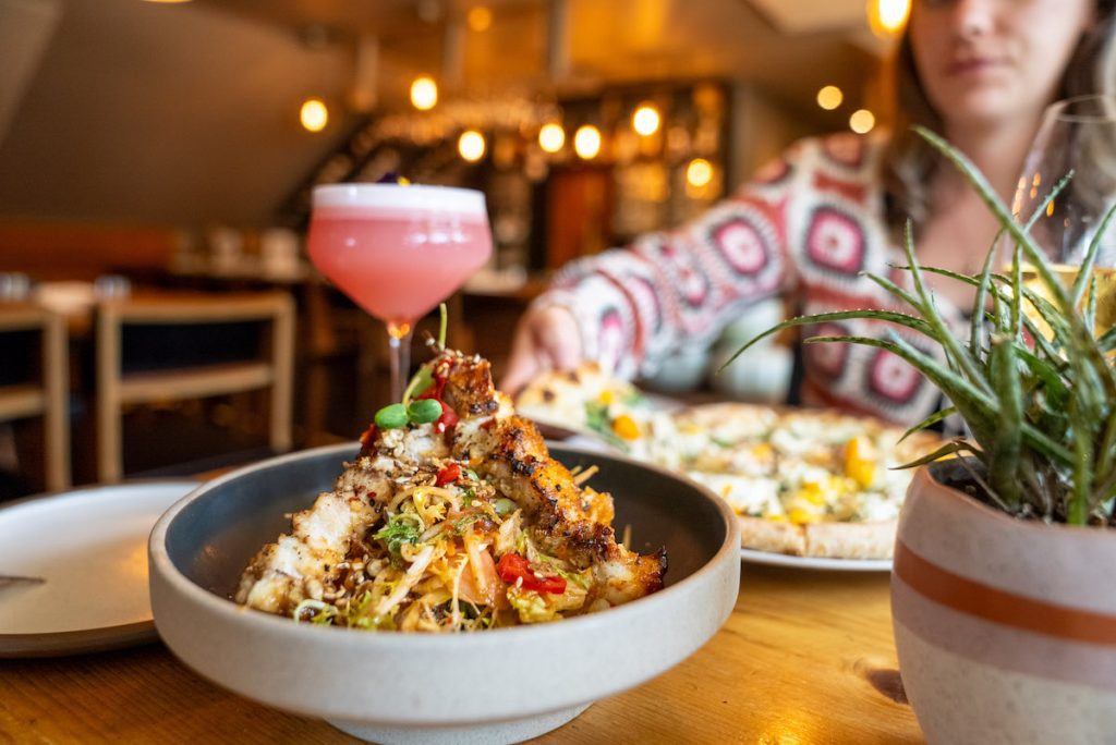 close up of crispy rice bowl at bruce wine bar