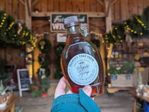 Eliott Tree Farm close up of maple syrup bottle