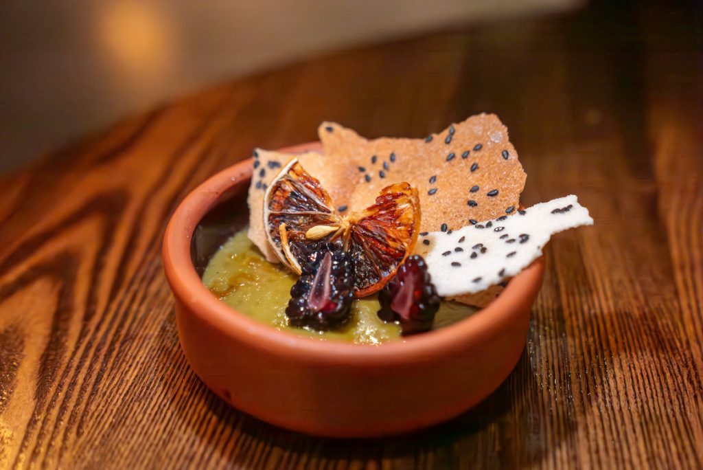 Close up of the matcha brulee at Bight