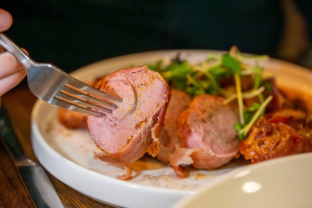 closeup of the pork tenderloin at Bight