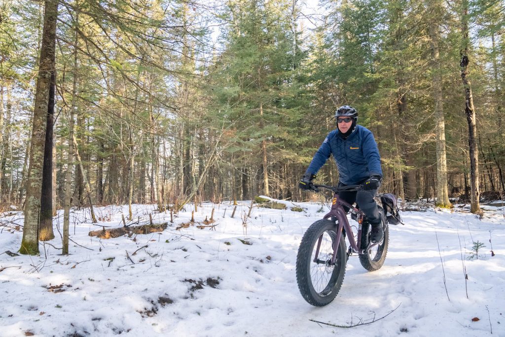 Paul fat biking on the trow bridge trail system