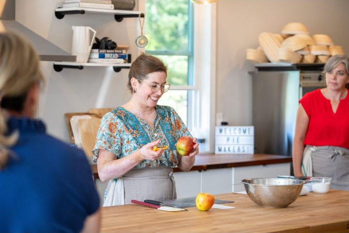 Lauren at Red Hen Artisinale teaching Apple Pie Baking Class