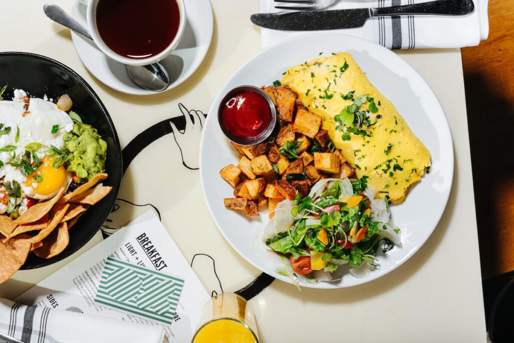 overhead shot of the brunch from The Drake