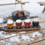 flight on a snowy table at GL Heritage brewing