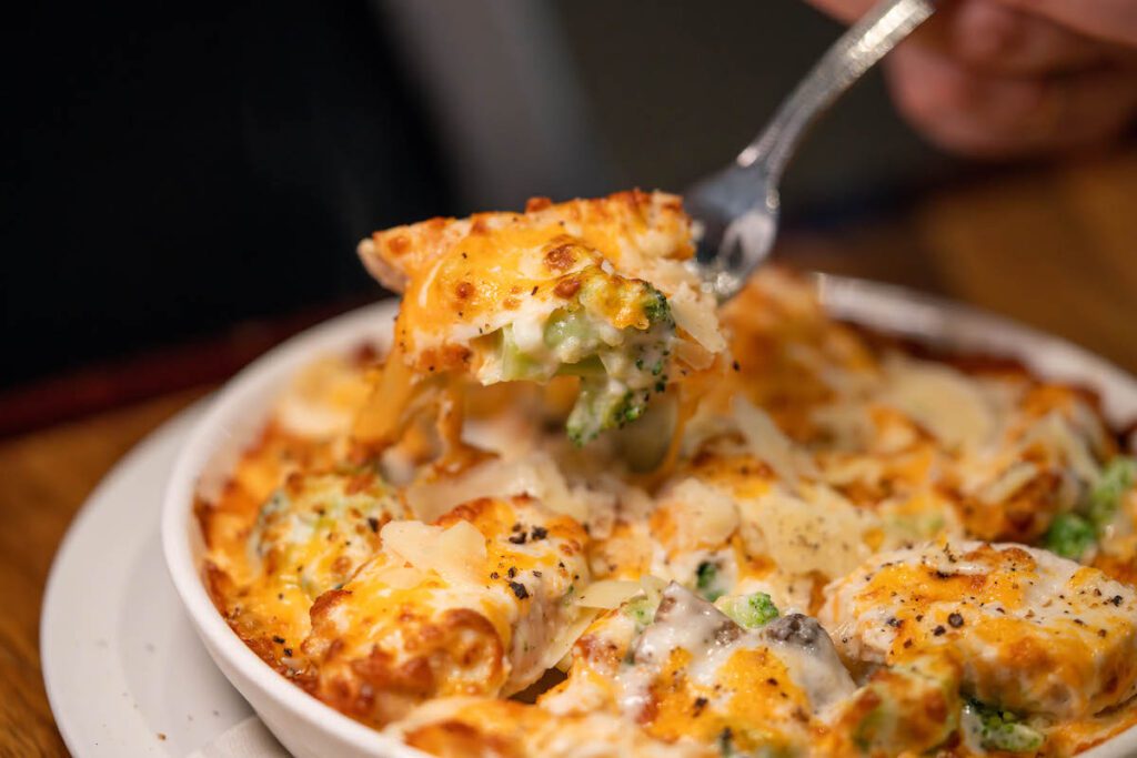 Cheesy broccoli dish at Tomasso's