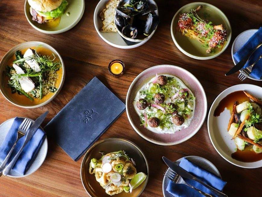 overhead shot of food at Grassroots