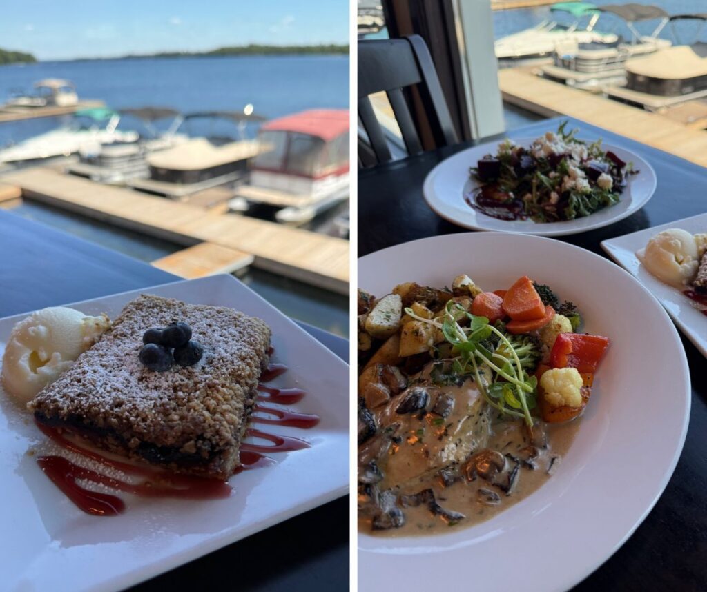 Average Joe's Prefix menu in a grid. On the left: The Blueberry crumble looking out on the water, on the right, everything else. 