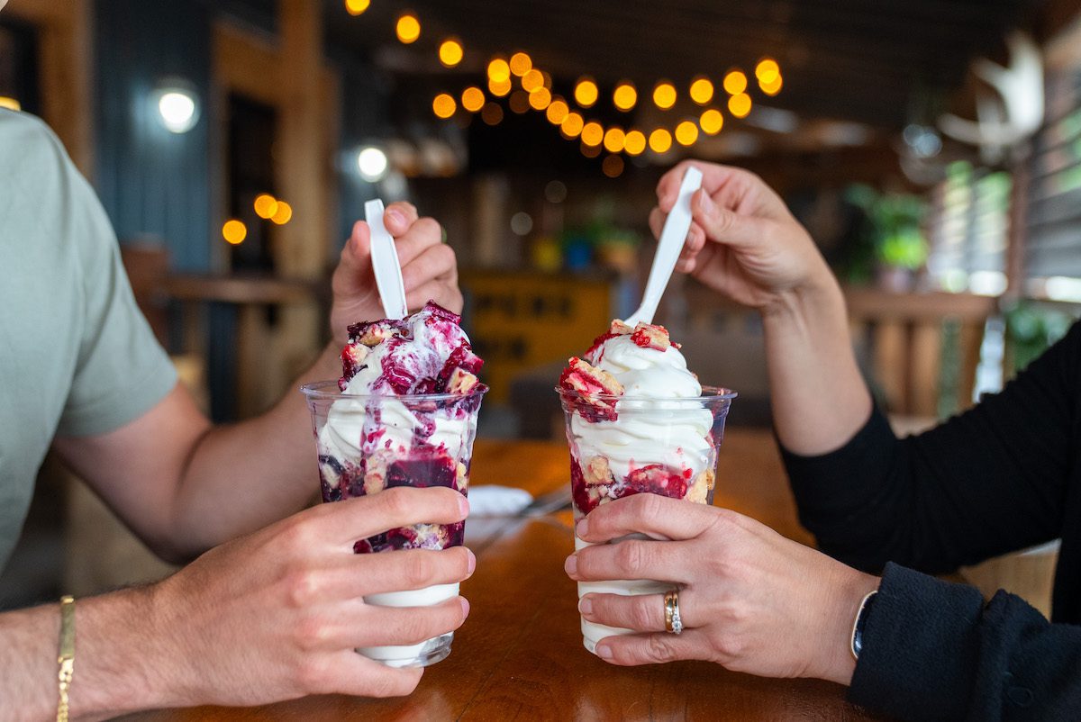 Two deconstructed pie sundaes