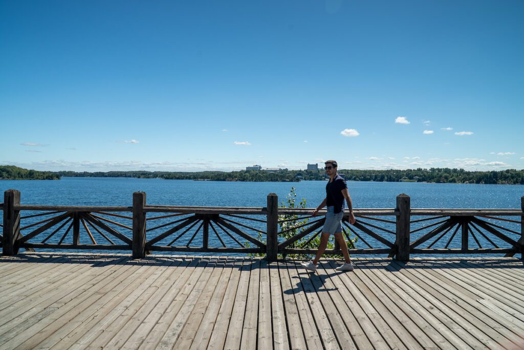 Zain walking along the Ramsey Lake Boardwalk