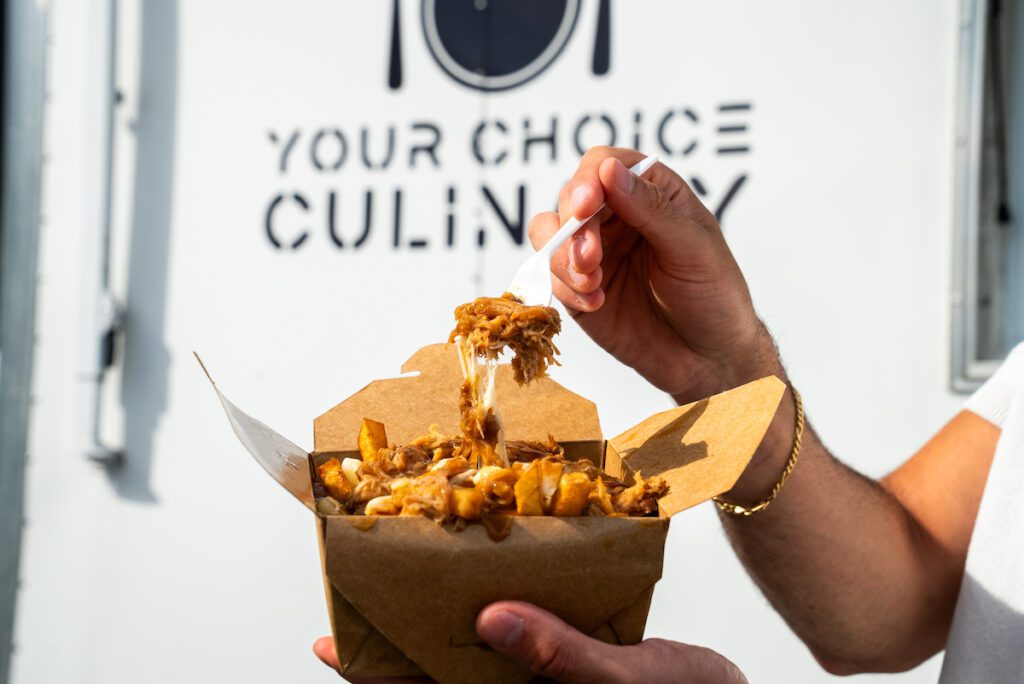 close up of pulled pork poutine at Your Choice Culinary Food Truck