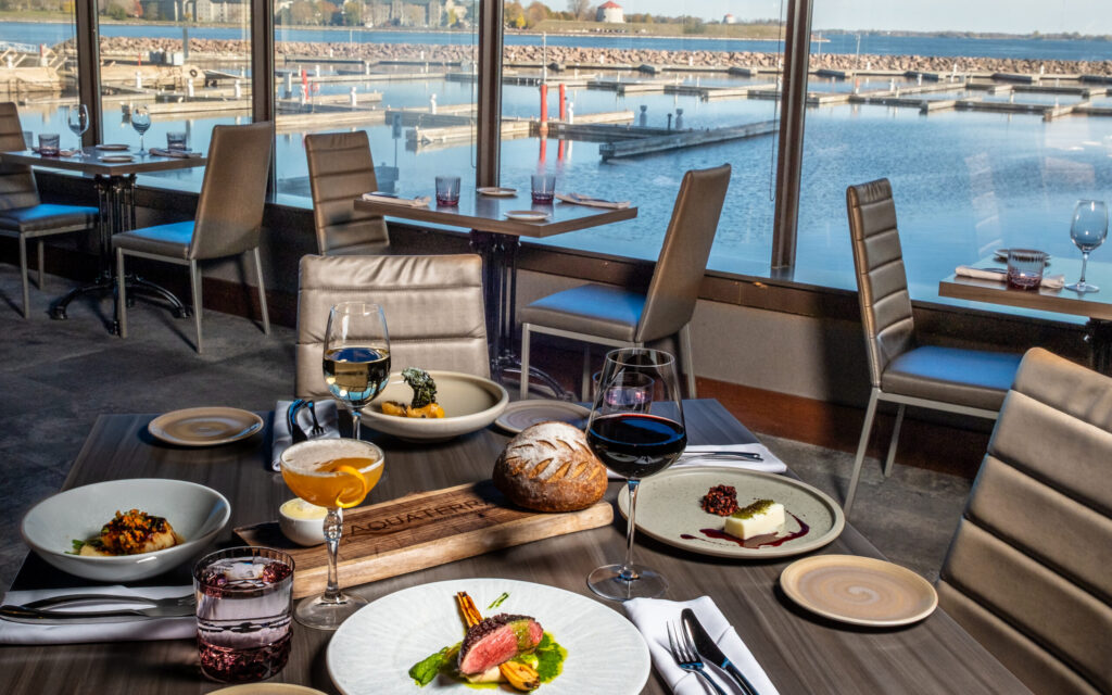 Table view at AquaTerra inside Delta Hotels by Marriott Kingston Waterfront.