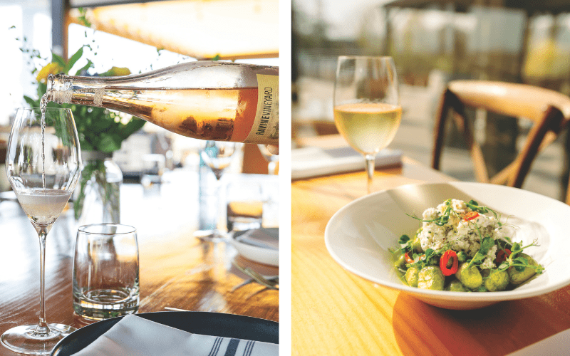 Food and wine on Ravine Vineyard's patio