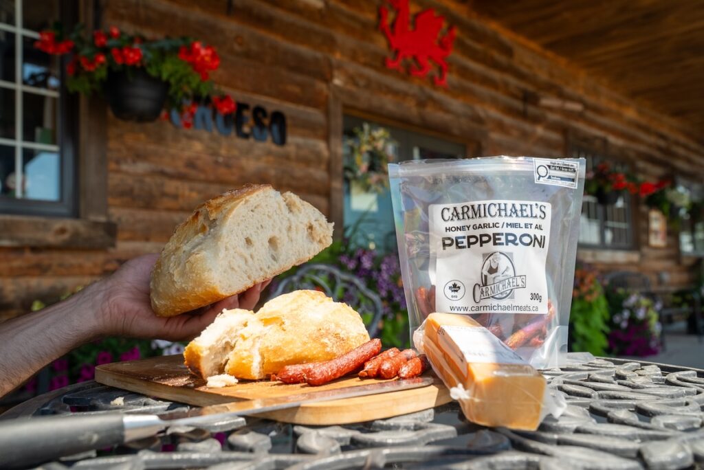 Spread of meat, cheese and bread at Red Dragon Dairy