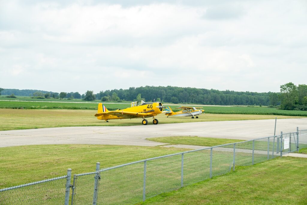 harvard airplanes on the runway